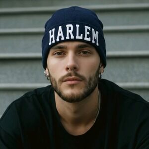 Unbranded Beanie Harlem Navy‎ Blue Acrylic Knit NYC Streetwear OS